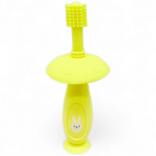 Силіконова зубна щітка з обмежувачем, жовта