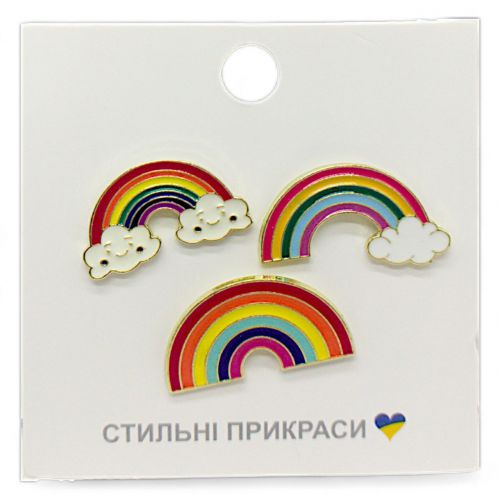 Металеві значки (піни) "Веселка", 3 штуки
