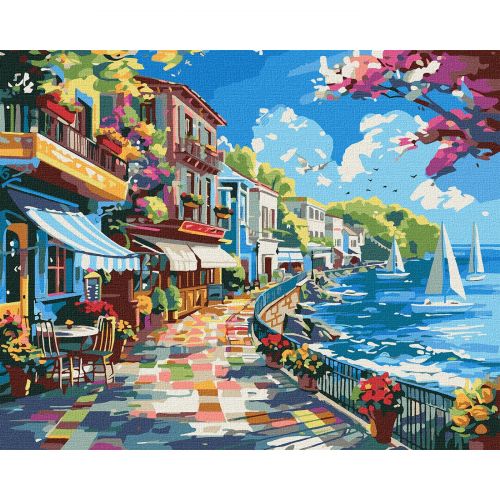 Картина по номерах "Містечко біля океану" 40х50 см