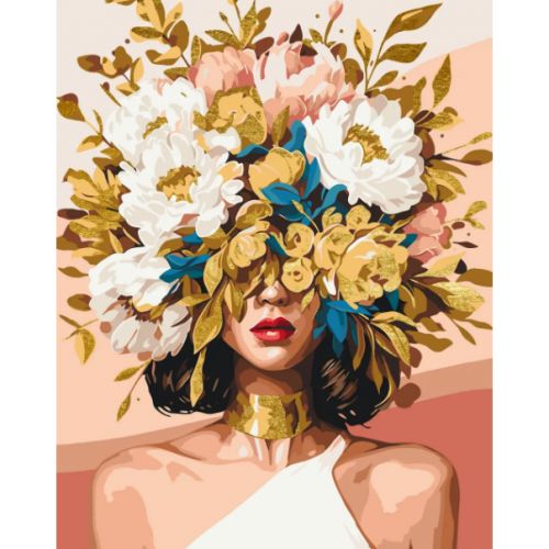 Картина по номерах "Ніжна дівчина у квітах" 40х50 см