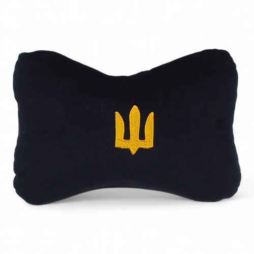 Подушка-підголівник з лого Тризуб 26 х 17 см чорний