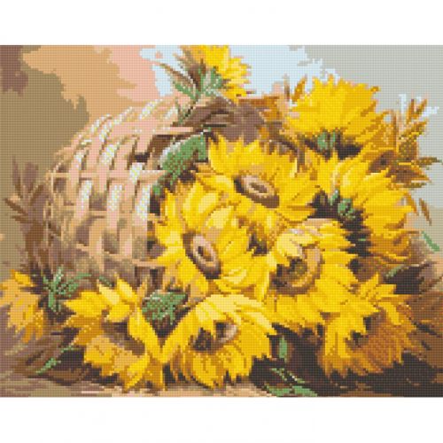 Алмазна мозаїка "Соняшники у кошику" 40х50 см