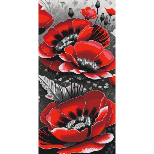 Картина по номерах з фарбами металік "Червоні маки" 40х80 см