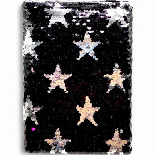 Блокнот у твердій обкладинці з паєтками (80 арк; формат А5) клітинка, з зірочками