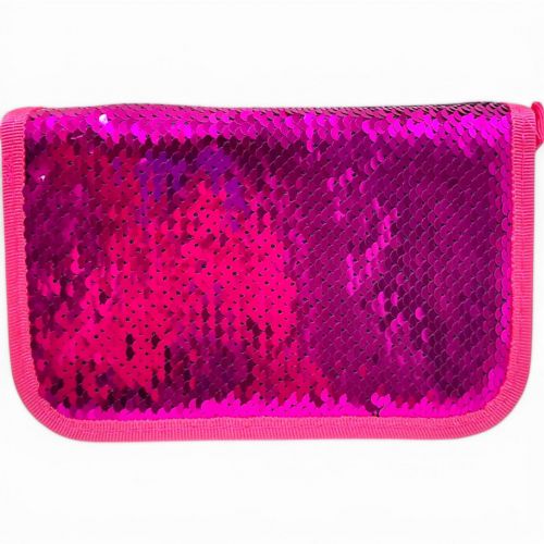 Пенал-книжка з паєтками (2 відділення) рожевий, мікс видів
