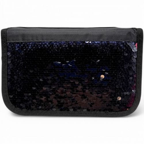 Пенал-книжка з паєтками (3 відділення) чорний