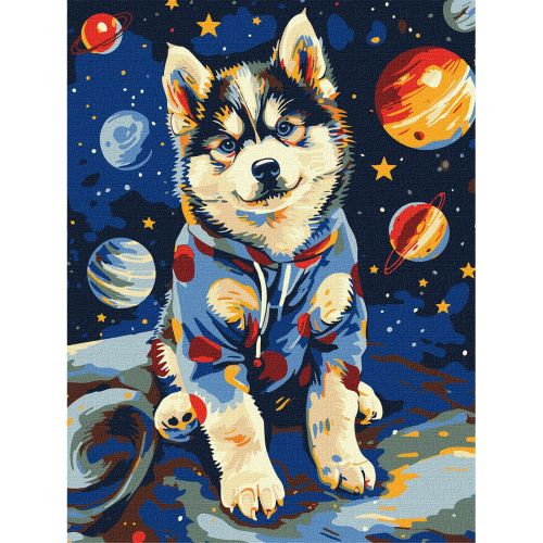 Картина по номерах "Космічний хаскі" 30х40 см