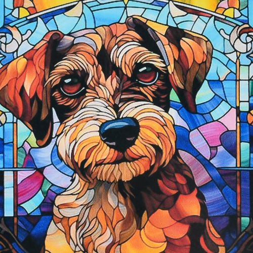 Алмазна мозаїка (не повна викладка) "Вітражний пес" 30х30 см