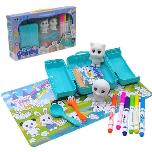 Набір для творчості "DIY Graffiti and Washing: Тваринки" 2 флоксові фігурки, 6 фломастерів, бокс-ванночка, щіточка