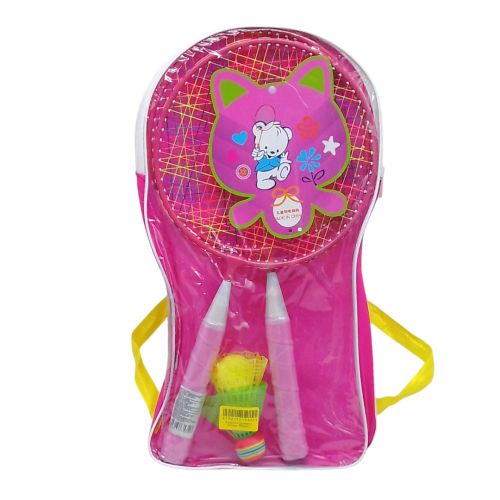 Бадмінтон 2 ракетки, 2 воланчика, мʼячик, в сумці-чохлі (рожевий)