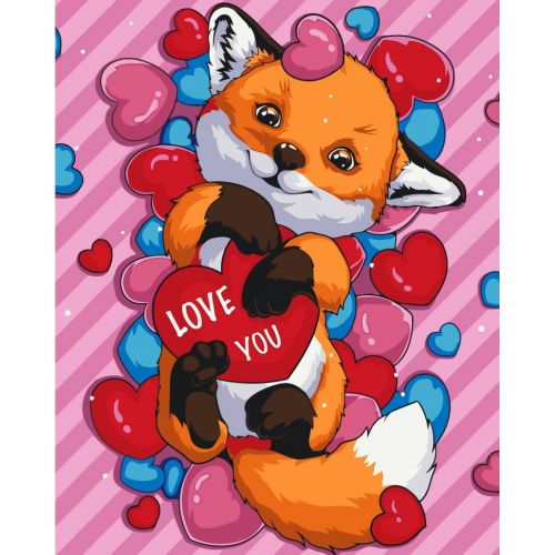 Картина за номерами "Лисичка з валентинкою" 40х50 см