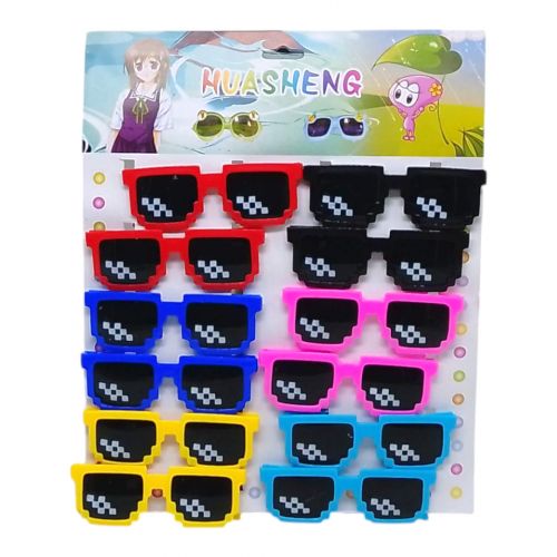 Окуляри сонячні, дитячі, 13 см, 12 штук (6 кольорів)