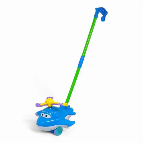 Каталка з ручкою "Літак", світло (синя)