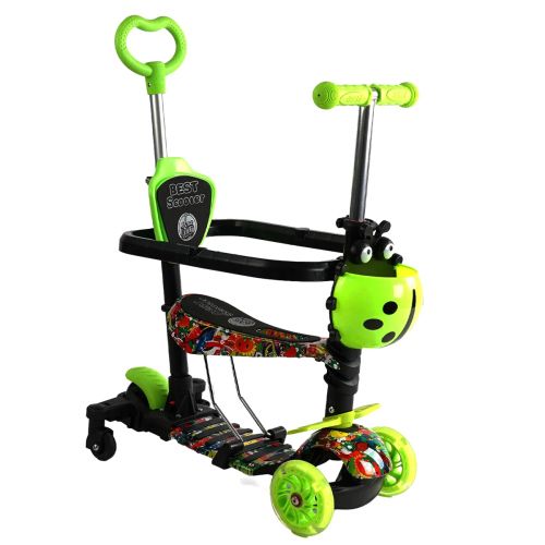 Самокат 5в1 "Best Scooter", (з доп. колесами, захисний бампер, PU колеса зі світлом, в коробці)