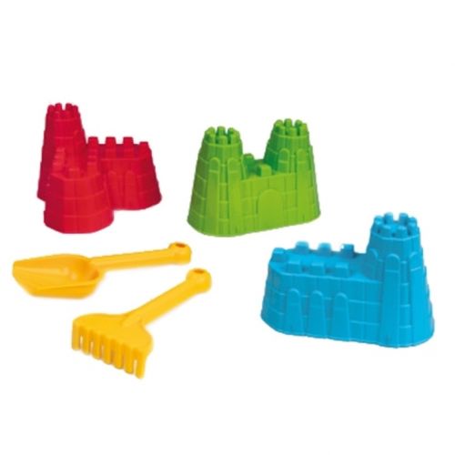 Пісочний набір -  3 шт пасочки замок, граблі, лопатка, мікс видів