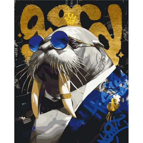 Картина за номерами з фарбами металік "Морж" 40х50 см