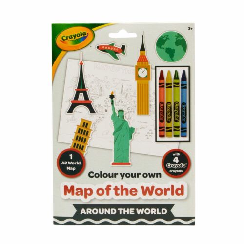 Розмальовка "Карта світу: Навколо Землі" з олівцями