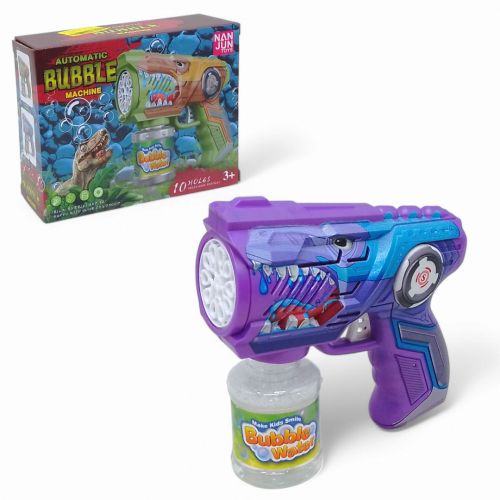 Пістолет з мильними бульбашками "Динозавр" підсвічування, 10 отворів, на батарейках (синій)