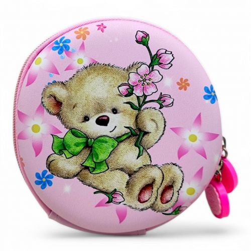 Сумочка кругла “Герой” 13 см (ведмедик, рожевий)