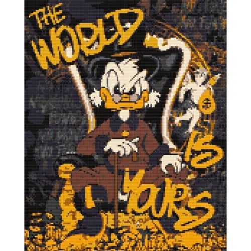 Алмазна мозаїка "Скрудж Макдак з золотом" 40х50 см