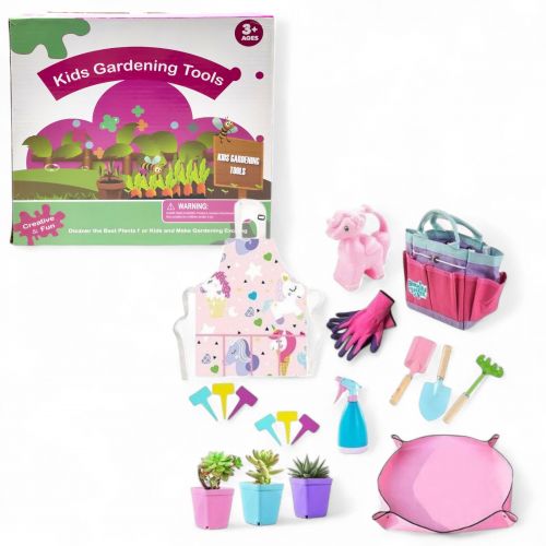 Набір садівника (інструменти, органайзер, розпилювач, поливалка, 3 горщики, рукавички, фартух)