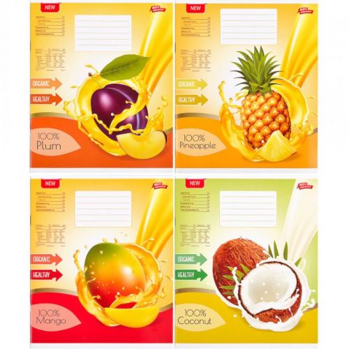 Зошит кольоровий 12 аркушів, лінія (20 штук в упаковці)