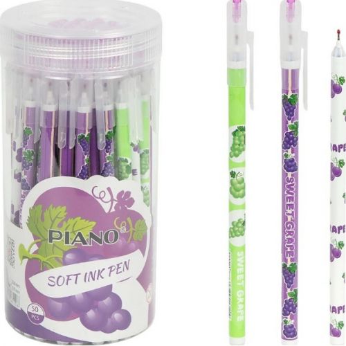 Ручка масляна "Виноград" PIANO у тубусі, синя (50 штук)