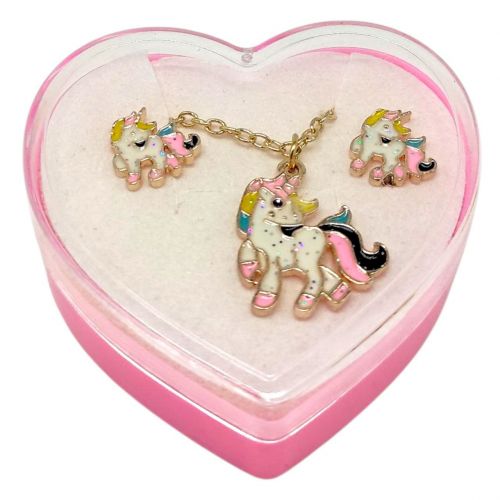 Дитячий набір прикрас: кулон+сережки (Поні світло-рожеві)