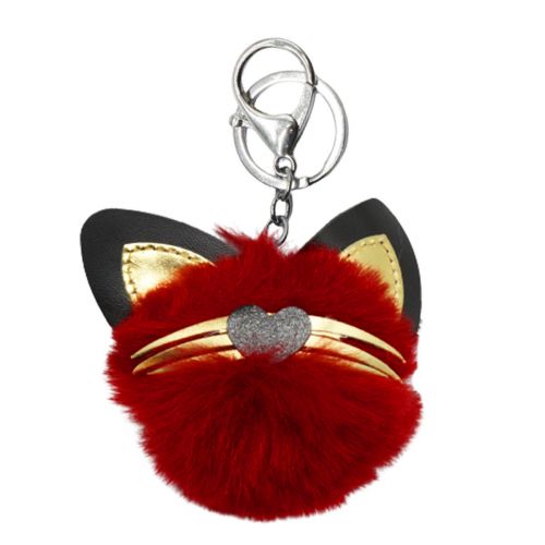 Брелок хутряний Пухнастик-котик, БОРДОВИЙ
