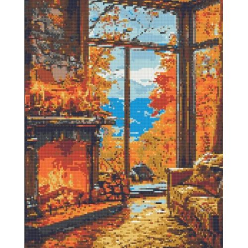 Алмазна мозаїка "Тепло осіннього каміну" 40х50 см