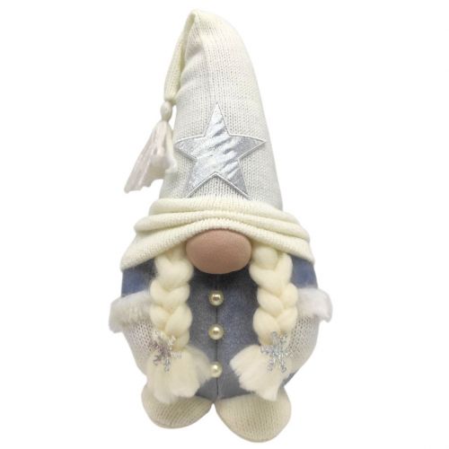 Мʼяка іграшка "Скандинавский гном", Hand Made (висота 28 см),  дівчинка (БІЛИЙ)