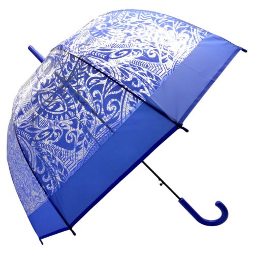 Парасолька напівавтомат, поглиблений купол, d=80 см, довжина: 81 см, 8 спиць, тростина, (СИНЯ)