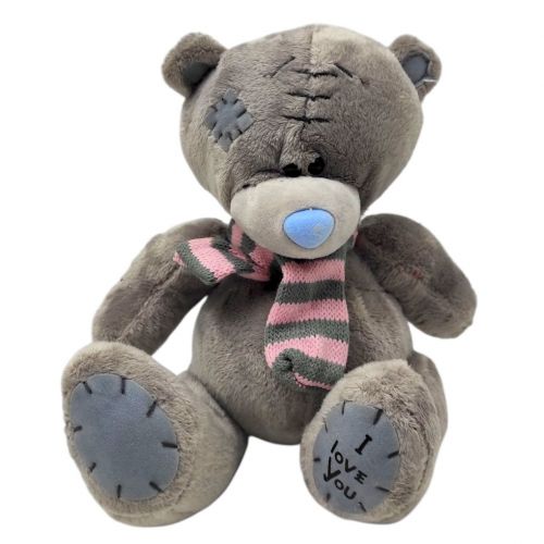 Мʼяка іграшка "Ведмедик у шарфі", 19 см (ТЕМНО-СІРИЙ)