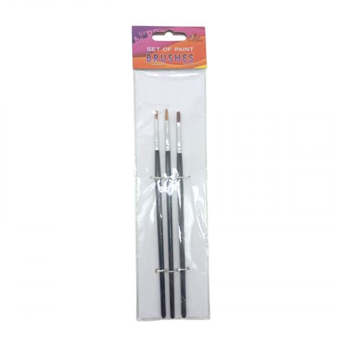 Набір пензлів для малювання,Коза,розмір 2,4,6, 3шт.в пакеті,плоска головка,деревʼяна ручка