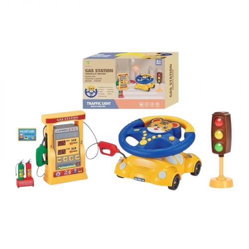 Кермо ТИГРЕНЯ, світлофор, заправна станція, підсвічування, звук, мелодії, машина-підставка, в коробці