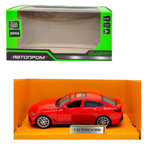 Машинка металева "АВТОПРОМ. 1:43 BMW I4 M50" (червона)