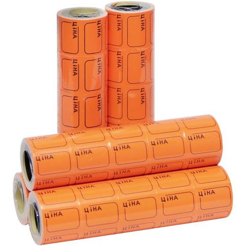 Цінник маленький 3,0х2,0 см "Ціна" з рамкою помаранчевий, 100 шт