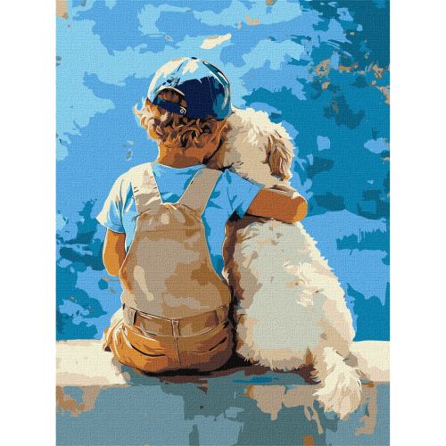 Картина за номерами "Хлопчик та пес" 30x40 см