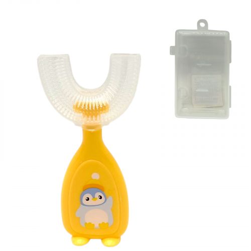 Дитяча зубна щітка-капа в футлярі (ЖОВТА)