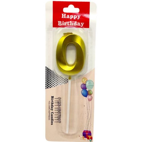 Свічка для торта "Цифра 0" (ЗОЛОТО)