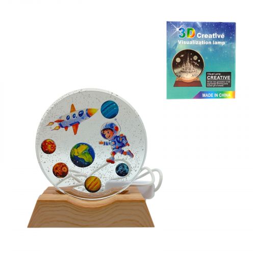 Нічник плоский скляний Хлопчик серед планет