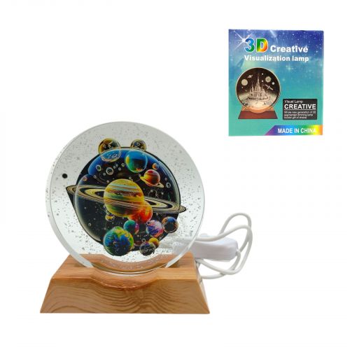 Нічник плоский скляний Планети 8 см