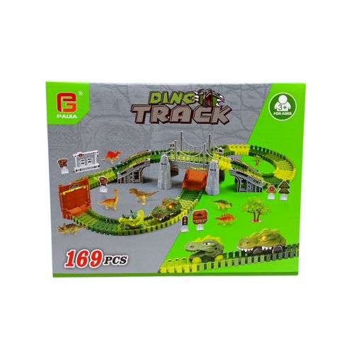 Трек динозавр з машинками(2шт.)батар.світ.кор.25,2*9,5*19,5 см.