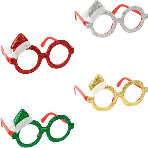 Окуляри новорічні "Шапочка Санти" мікс