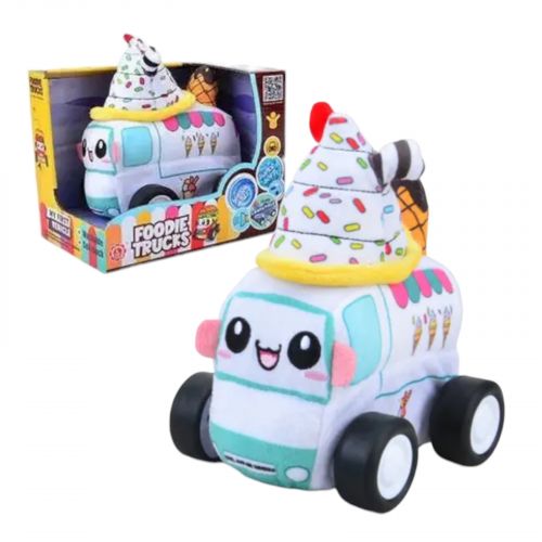 Машинка м`яка "Фургон з морозивом", звуки транспорту, веселі мелодії, вібрація, знімний чохол, гумові шини, на батарейках, в коробці