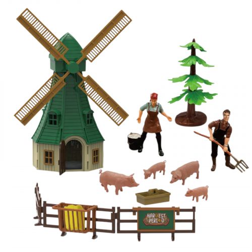 Ферма 58 елементів, трактор на батарейках, звуки, підсвічування, ігрові фігурки, вітряк, будинок, в коробці
