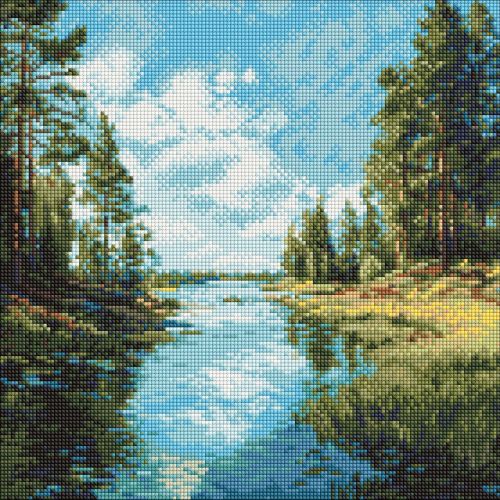 Набір з алмазною мозаїкою "Струмок в лісі" 40х40см