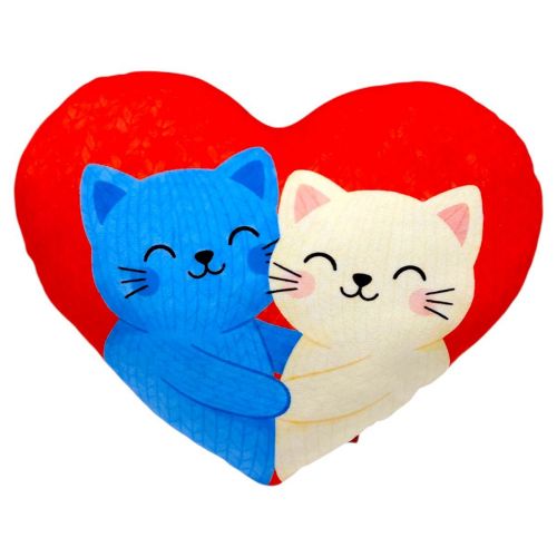 Подушка з принтом "Серце. Котики" 36х27 см