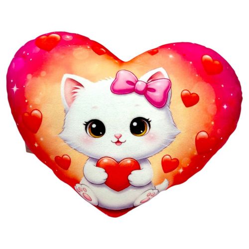 Подушка з принтом "Серце. Котик" 36х29 см