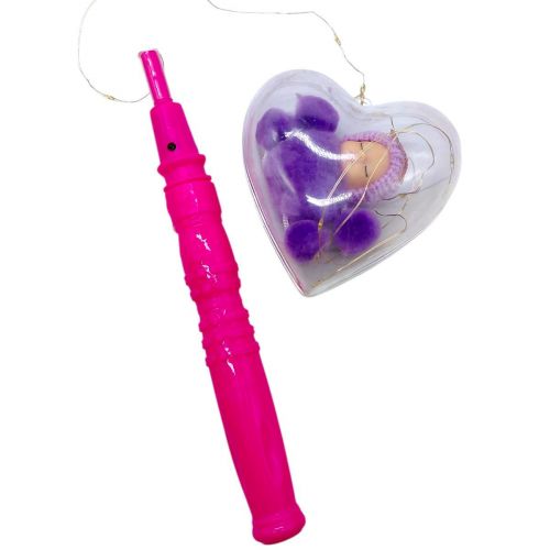 Світяшка "Сердце з лялькою-брелоком" (ФІОЛЕТОВА) на паличці